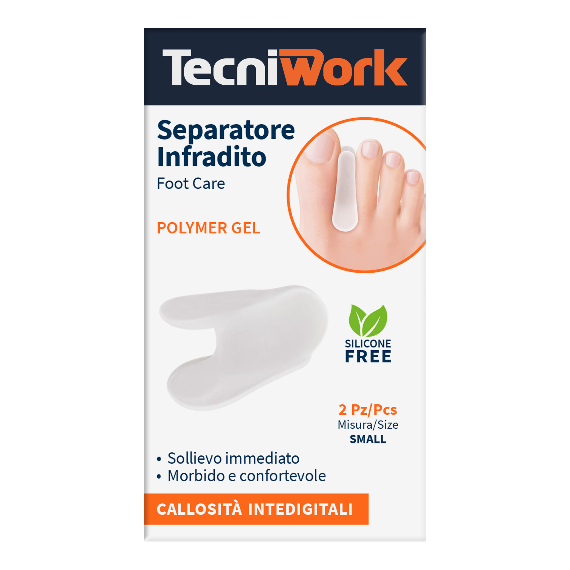 Separatore infradito per dita dei piedi in Tecniwork Polymer Gel trasparente 2 pz